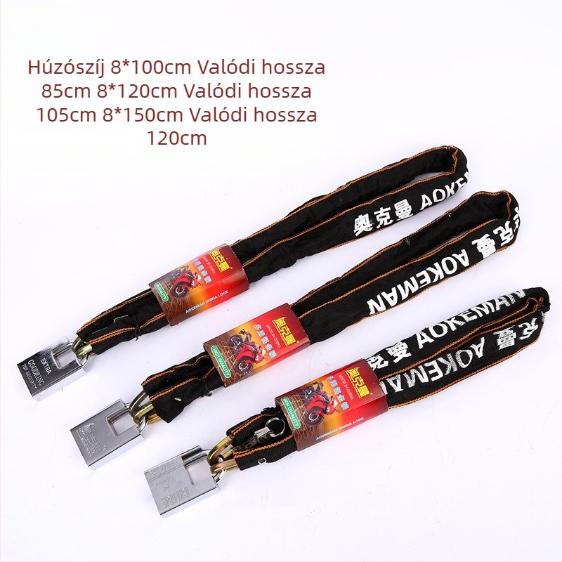 Ockman vast textile bevonat lánc zár mangán acélból, modell 5100, kerékpárhoz, motorkerékpárhoz, elektromos járművekhez és ajtózárakhoz