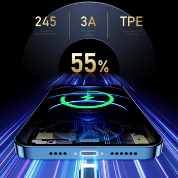 Semida Sheng Apple Lightning Gyors töltőkábel, 20W, kötött, egy végű