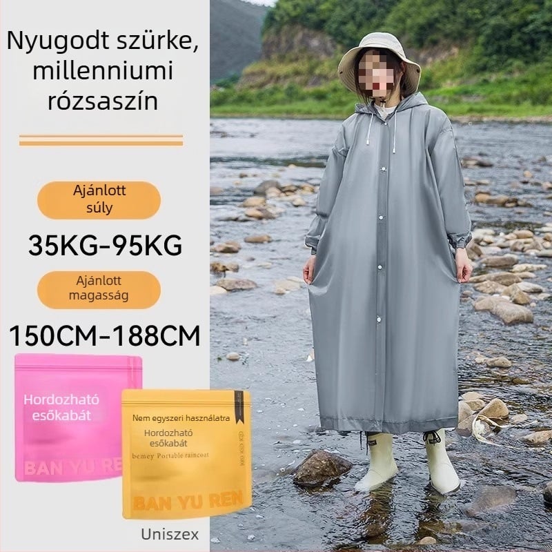 Felnőtt PVC esőponcsó, vastag, kültéri utazásokhoz és hegymászáshoz – újrahasználható