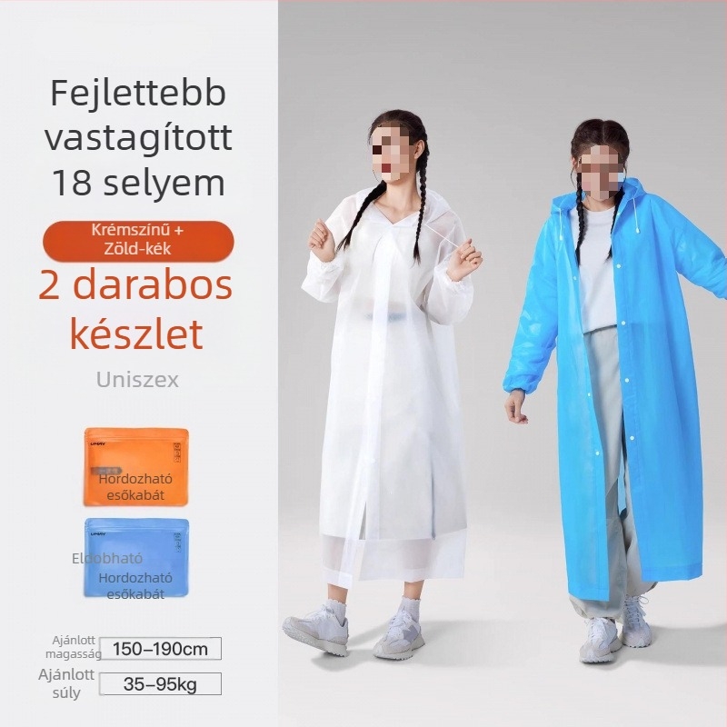 Felnőtt PVC esőponcsó, vastag, kültéri utazásokhoz és hegymászáshoz – újrahasználható