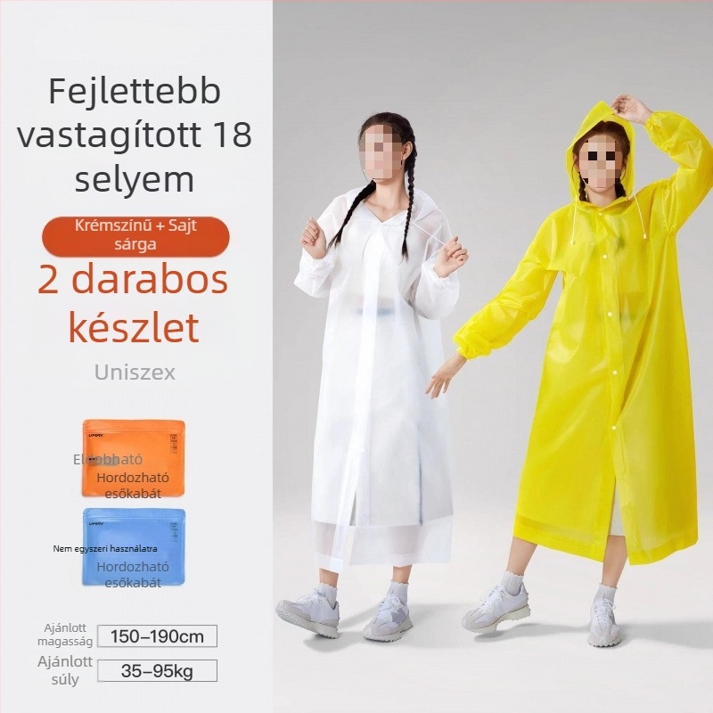 Felnőtt PVC esőponcsó, vastag, kültéri utazásokhoz és hegymászáshoz – újrahasználható