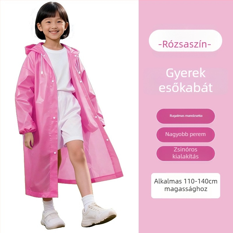 Gyerekeknek készült EVA esőkabát, hosszú fazon, teljes testvédelmet nyújtó, iskola és utazás céljára, hordozható poncsó