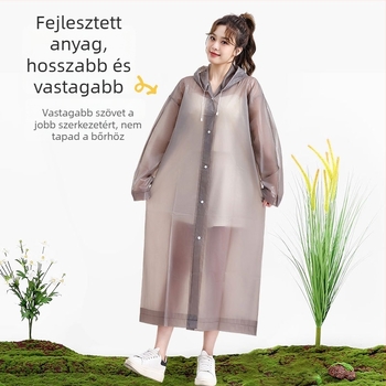 Túraeső poncsó EVA anyagból, újrahasználható felnőtt, egy személyre szóló, hosszú és hordozható esővédő (EVA anyag, 0.10 vastagság, PE ragasztó vízálló réteg)