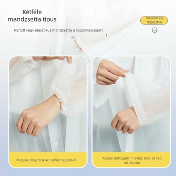 Túraeső poncsó EVA anyagból, újrahasználható felnőtt, egy személyre szóló, hosszú és hordozható esővédő (EVA anyag, 0.10 vastagság, PE ragasztó vízálló réteg)