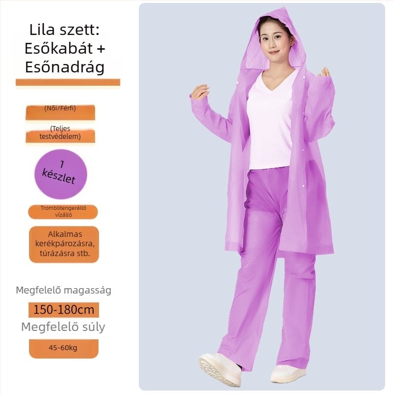 Felnőtt EV/motor esőponcho — EVA anyag, vastag, PVC vízálló réteg, 200 g