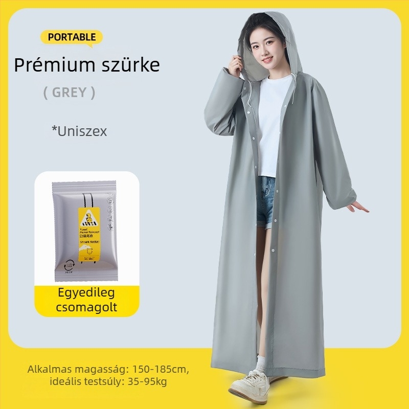 Egyszer használatos esőkabát, vastag EVA anyag, felnőtt túra poncsó