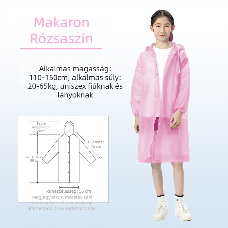 Gyerekek EVA esőponcho, vastagított, újrahasználható, iskolai viselet, 1 személy, 7–12 éves