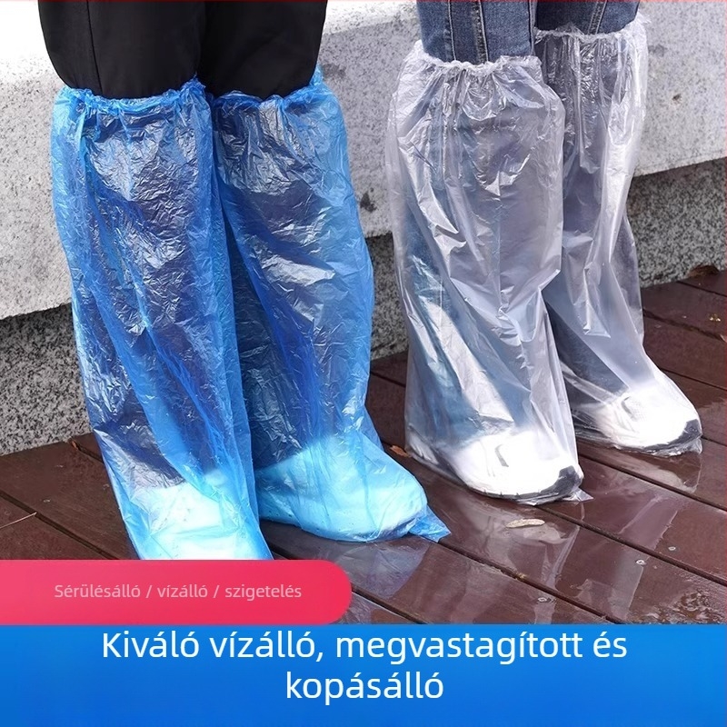Egyszer használatos vízálló cipővédő, átlátszó vastag műanyagból, hosszú kopásálló védelem, kültéri használatra