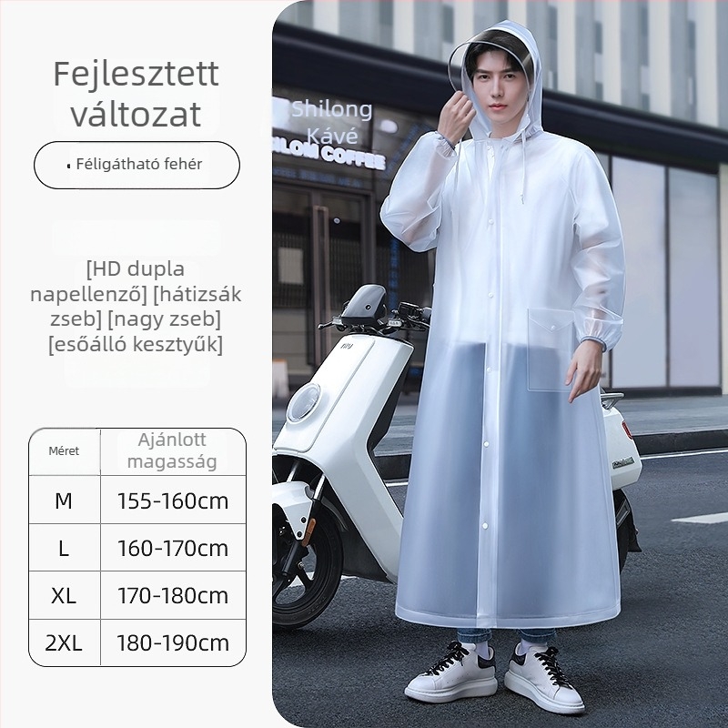 Ismételhető esőponcsó felnőtteknek motorkerékpár/elektromos járművekhez, EVA anyag, vastag, egy személyre