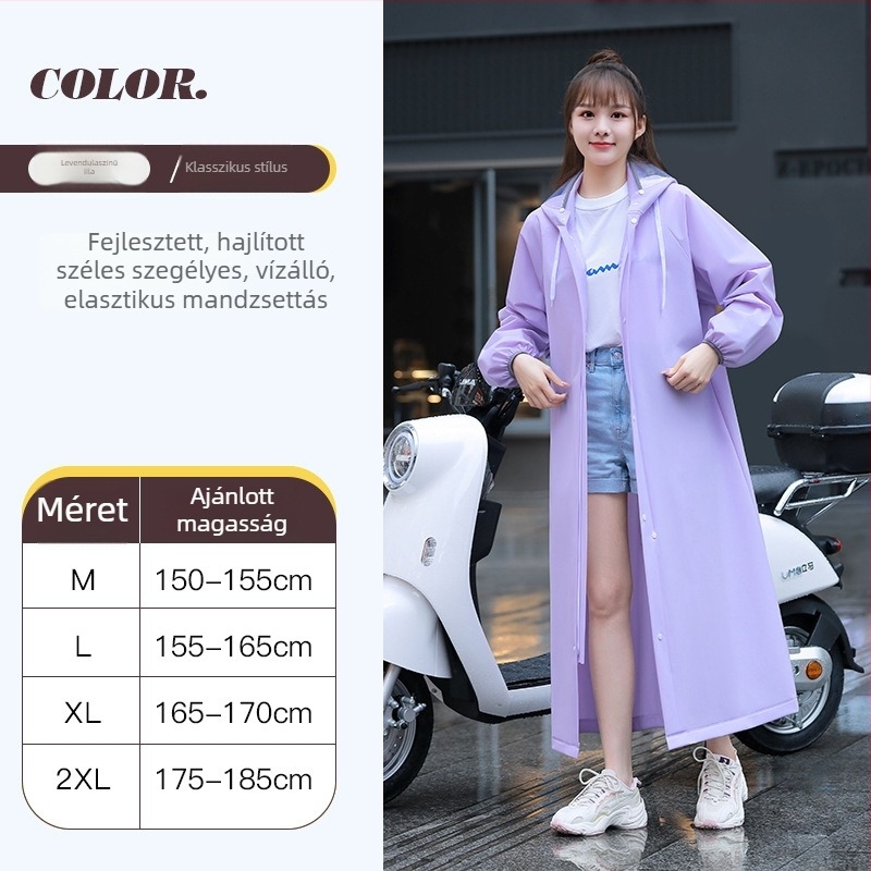 Ismételhető esőponcsó felnőtteknek motorkerékpár/elektromos járművekhez, EVA anyag, vastag, egy személyre