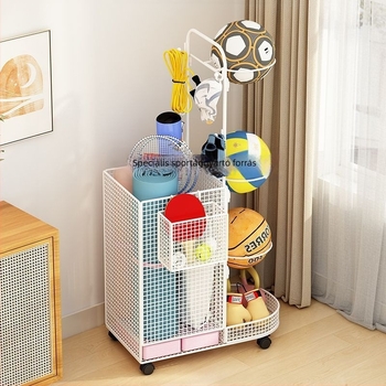 Beltéri labda tároló állvány kosárlabda, röplabda és tollaslabda számára