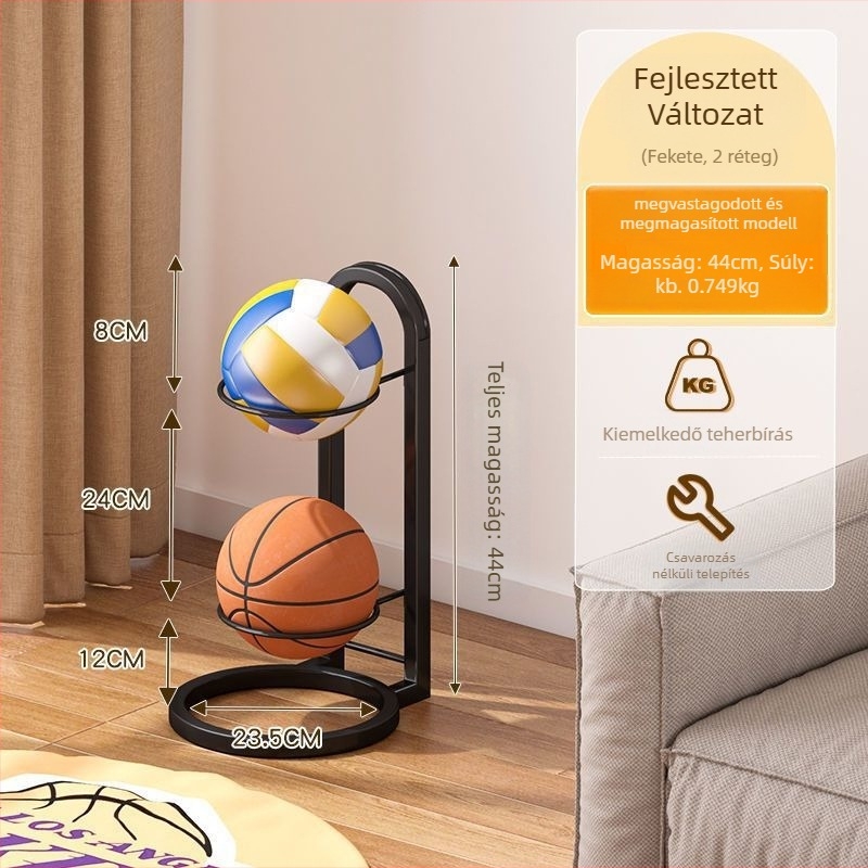 Beltéri labda tároló állvány kosárlabda, röplabda és tollaslabda számára