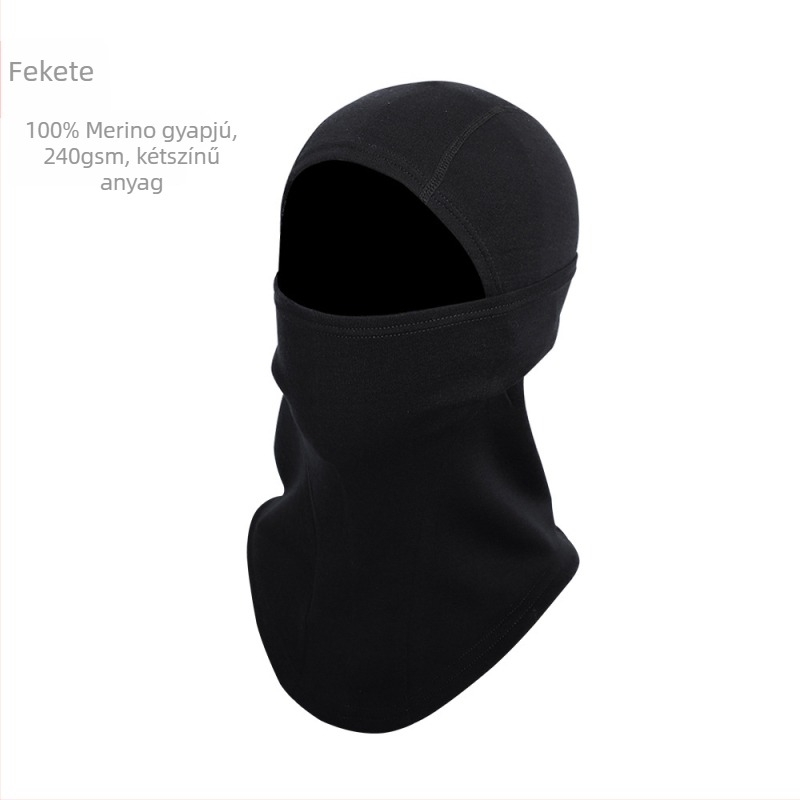 Merino gyapjú kapucnis maszk motorkerékpárhoz: napsütés elleni védelem, izzadságfelszívó arcvédő, uniszex, kültéri sportokra