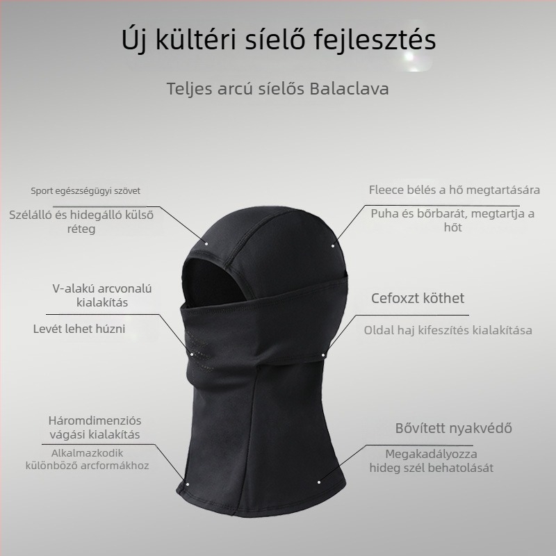Kerékpáros maszk fleece arcvédővel és szélvédett kapucnival – Spandex/Lycra anyag, Soriwai márka, uniszex, testreszabható
