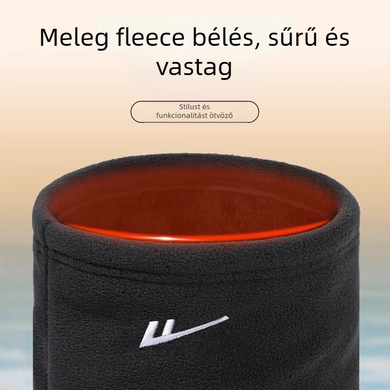 Kerékpáros nyakmelegítő fleece béléssel, szélálló arcmaszk, poliészter, uniszex