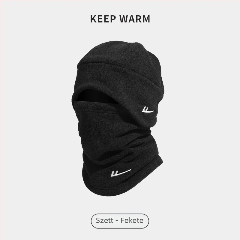 Kerékpáros nyakmelegítő fleece béléssel, szélálló arcmaszk, poliészter, uniszex