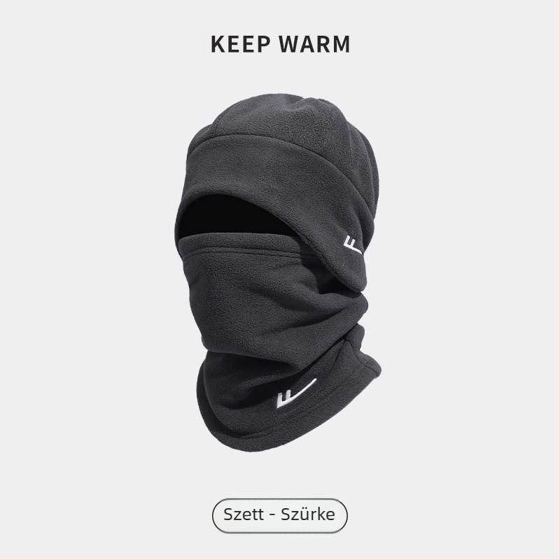 Kerékpáros nyakmelegítő fleece béléssel, szélálló arcmaszk, poliészter, uniszex