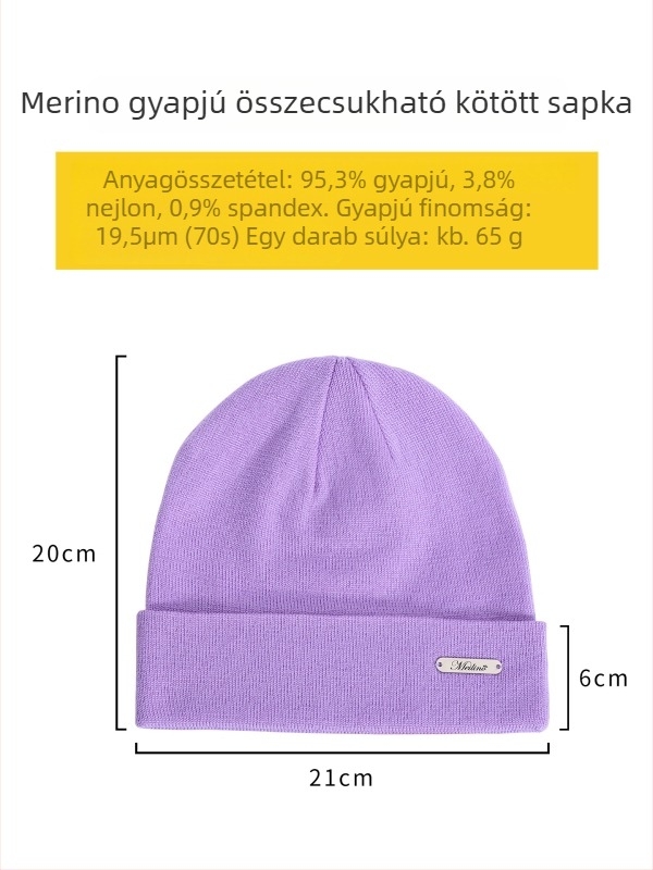 Uniszex Merino gyapjú kötött sapka, kültéri túrázáshoz és kerékpározáshoz, fülvédővel