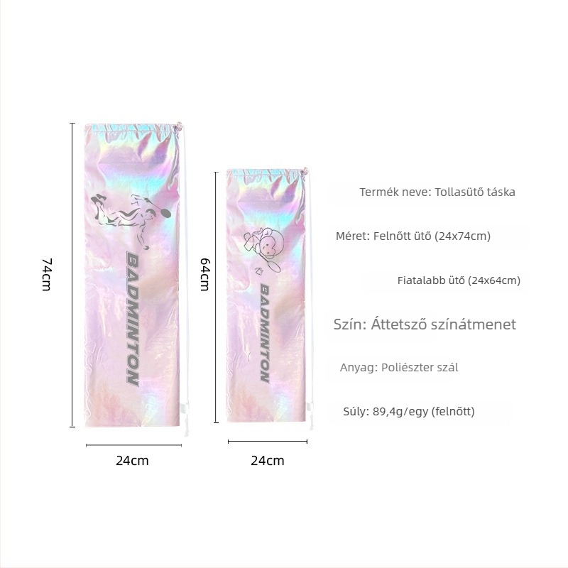 Badminton/tenisz ütő táska diagonális vállpánttal, vízálló, nagy kapacitású, poliészter anyag