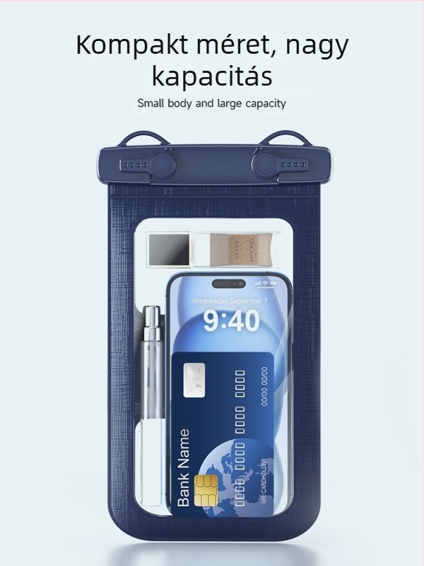 Karra szerelhető vízálló telefontok érintőképernyővel, PVC anyag, nagy kapacitású, szabadtéri tevékenységekhez