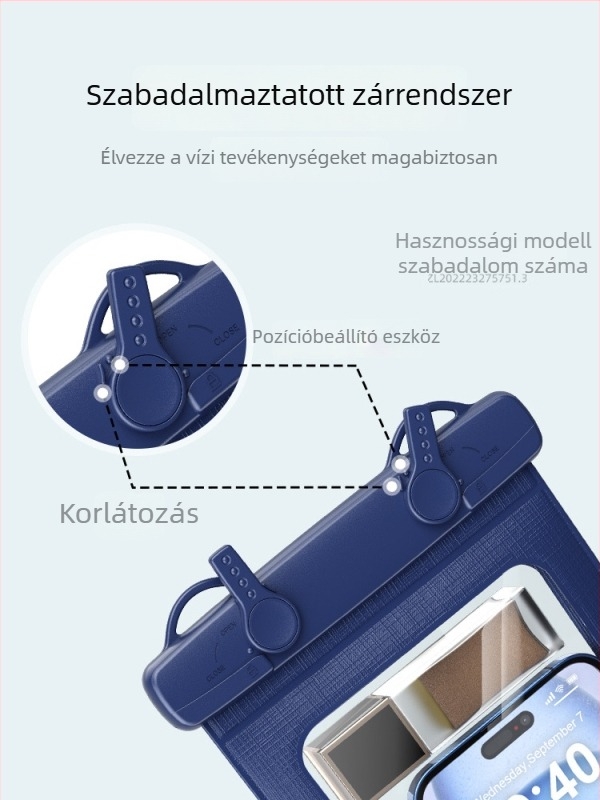 Karra szerelhető vízálló telefontok érintőképernyővel, PVC anyag, nagy kapacitású, szabadtéri tevékenységekhez