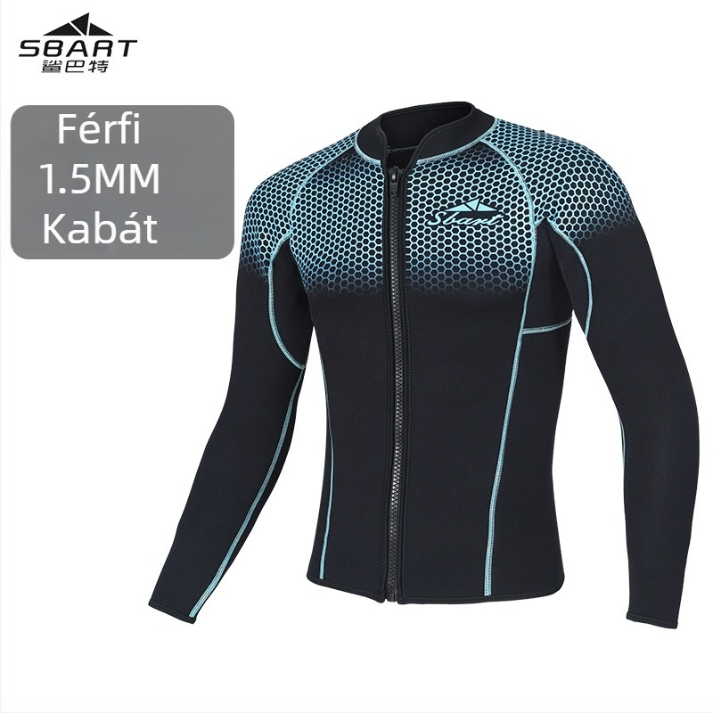 SBart 1.5mm osztott búvárruha, hosszú ujjú, melegen tart, 90% neoprén + 10% nylon, teljes búvárruha férfiaknak, búvárkodás és úszás