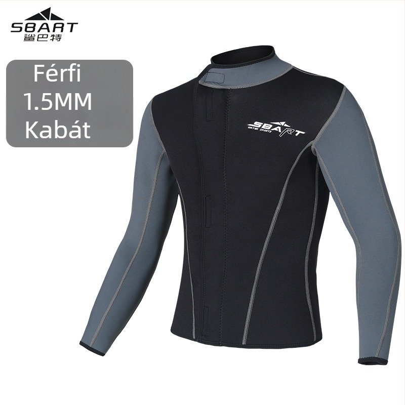 SBart 1.5mm osztott búvárruha, hosszú ujjú, melegen tart, 90% neoprén + 10% nylon, teljes búvárruha férfiaknak, búvárkodás és úszás