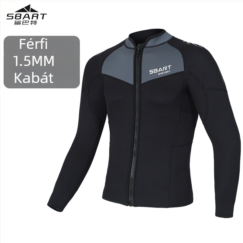 SBart 1.5mm osztott búvárruha, hosszú ujjú, melegen tart, 90% neoprén + 10% nylon, teljes búvárruha férfiaknak, búvárkodás és úszás
