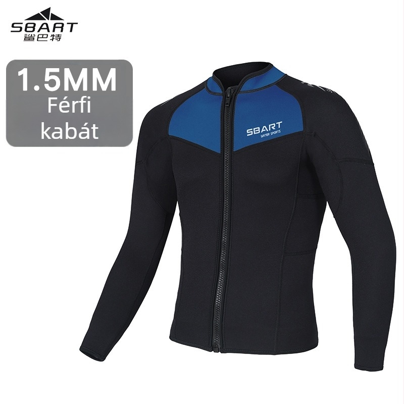 SBart 1.5mm osztott búvárruha, hosszú ujjú, melegen tart, 90% neoprén + 10% nylon, teljes búvárruha férfiaknak, búvárkodás és úszás