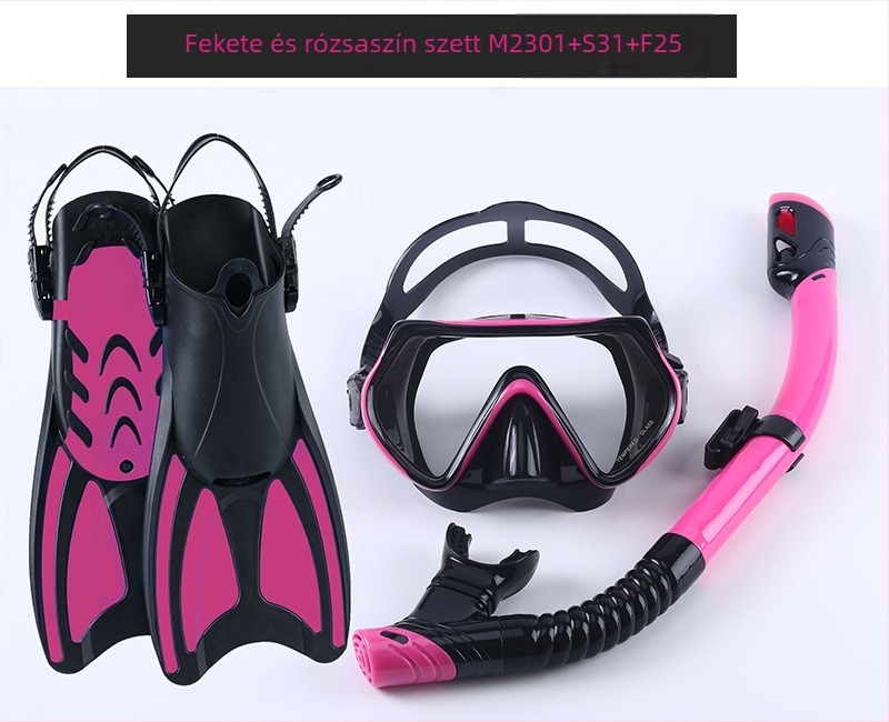 Snorkelkészlet: úszócipők, száraz sznorkel és búvármaszk; Anyag: PP, TPR, POM; Márka: Asy; Alkalmas felnőttek és gyerekek számára