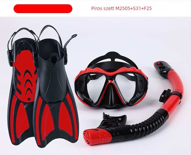 Snorkelkészlet: úszócipők, száraz sznorkel és búvármaszk; Anyag: PP, TPR, POM; Márka: Asy; Alkalmas felnőttek és gyerekek számára