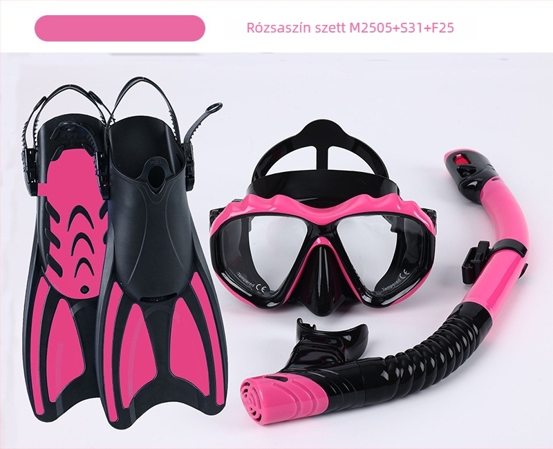 Snorkelkészlet: úszócipők, száraz sznorkel és búvármaszk; Anyag: PP, TPR, POM; Márka: Asy; Alkalmas felnőttek és gyerekek számára