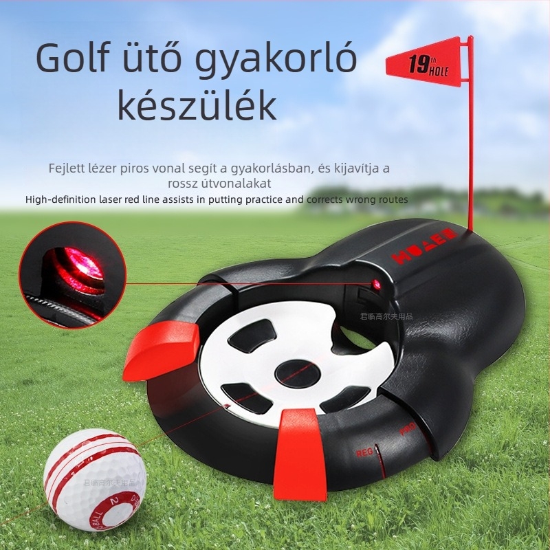 Golf putting gyakorló lézerrel, automatikus labdavisszahívás, ABS műanyag kivitel, testreszabható logó