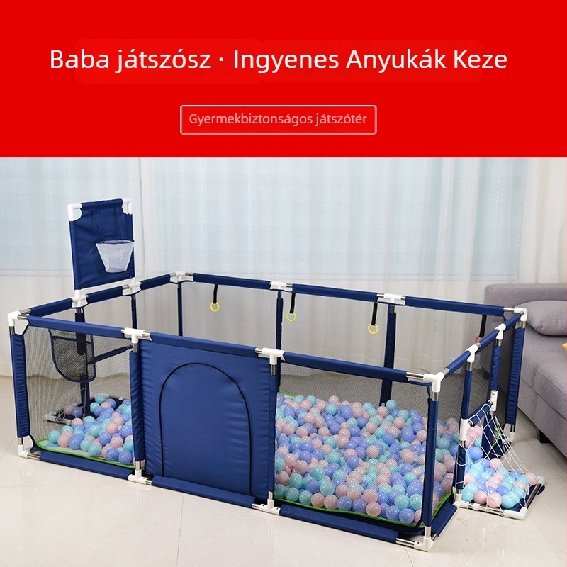 Beltéri bababiztonsági kerítés védő vászonanyagból, padlóra vagy ágyba használható, kúszást támogató