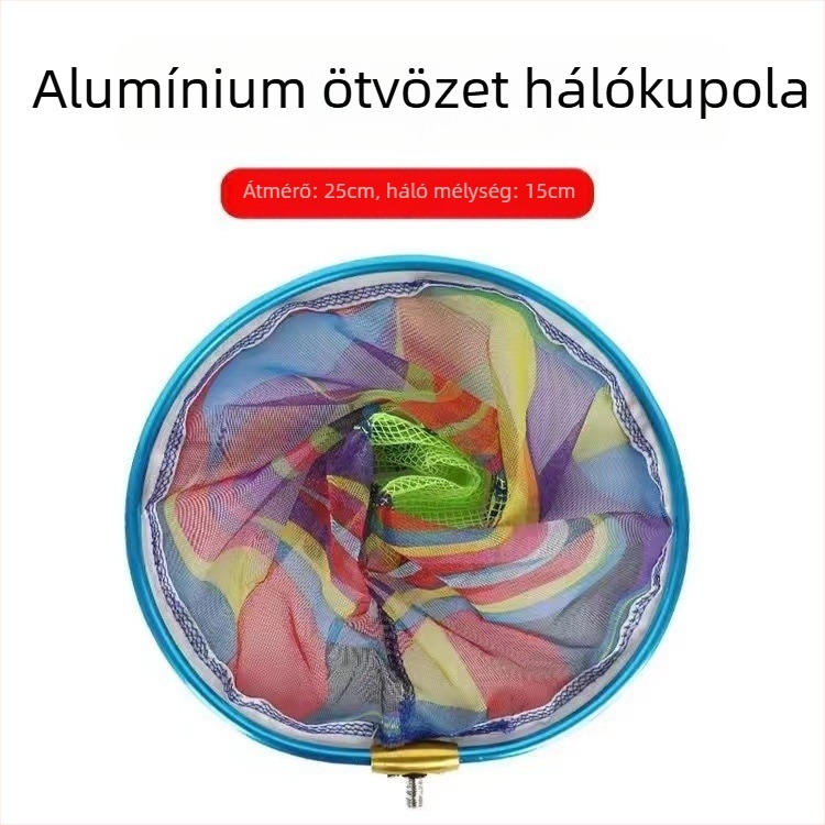 Kempingezéshez gyerekeknek szánt teleszkópos rozsdamentes acél háló készlet (14 cm hálómélység, finom háló, teleszkópos szár)