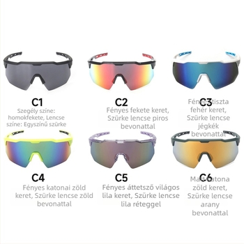 TR90 keretű kerékpáros szemüveg, PC lencsékkel, állítható orrnyereg, modell JDS2149Y131