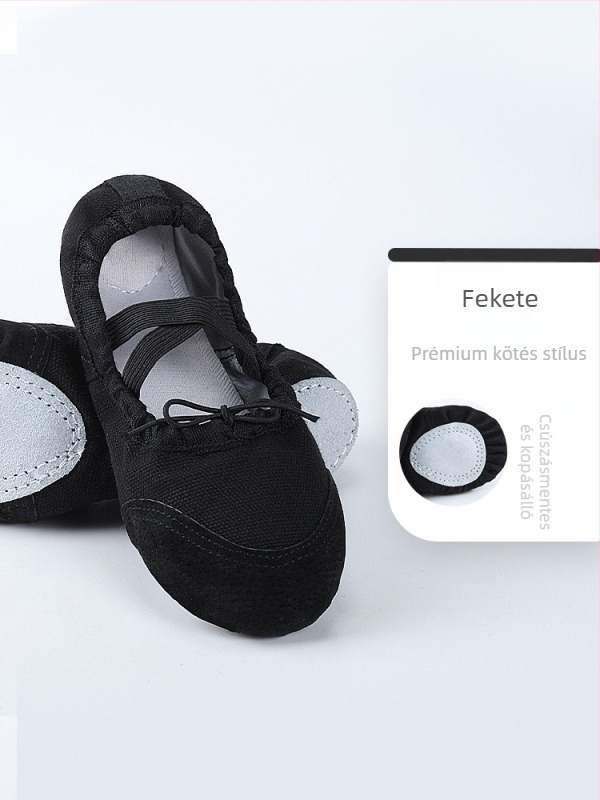 Gyerekeknek szánt tánccipő – vászon felsőrész, bőrtalp, kopásálló, balett, uniszex