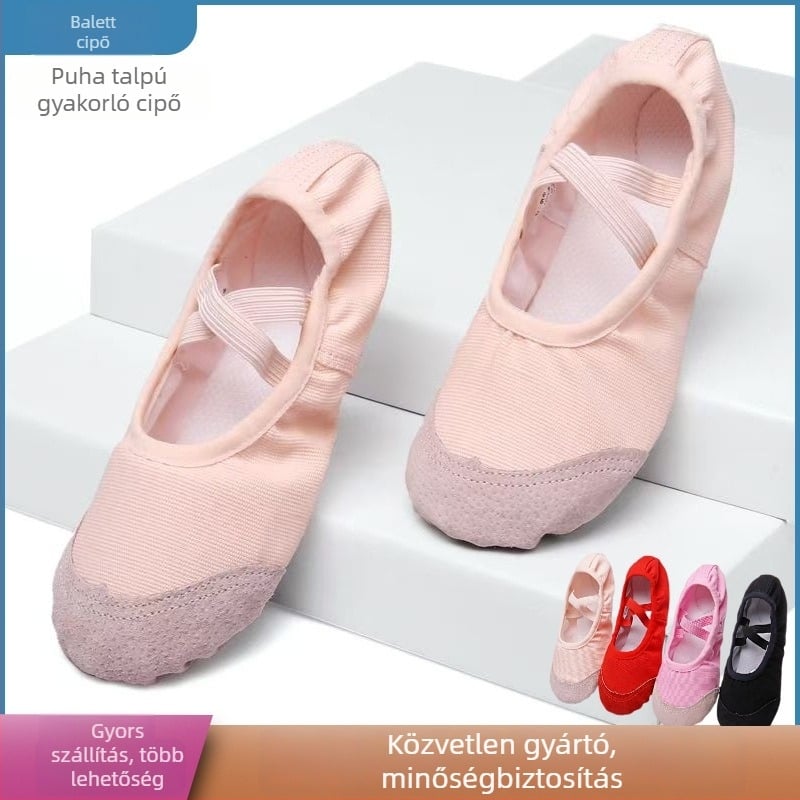 Balett tánccipő, vászon felsőrész, légáteresztő, gyerekeknek