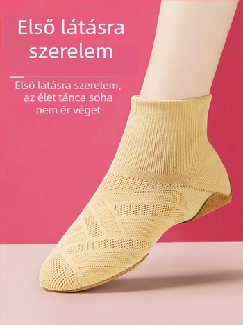 Felnőtt nőknek szóló tánccipő - puha talpú, magas szárú jazzcipő hálós felsőrésszel és bőr talppal, lélegző és könnyű