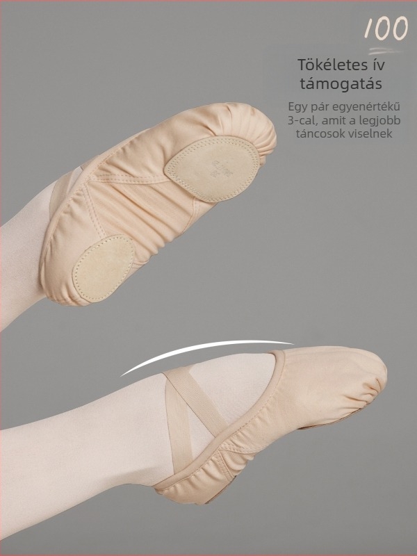 Tánccipő Lingyan – Elasztikus textil felső rész, Tehénbőr talp, Légáteresztő, Kopásálló, Ölelő tartás – Felnőtteknek, Uniszex, Táncmozgásokhoz