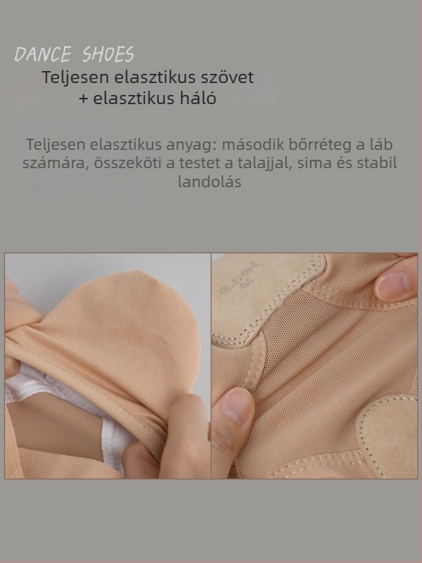 Tánccipő Lingyan – Elasztikus textil felső rész, Tehénbőr talp, Légáteresztő, Kopásálló, Ölelő tartás – Felnőtteknek, Uniszex, Táncmozgásokhoz