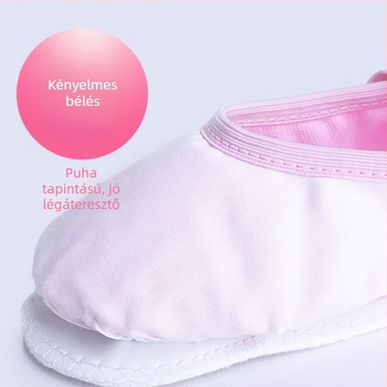 Női tánccipő – vászon felsőrész, műbőr talp, kerek orr, egyensúlyfunkció, táncmozgás