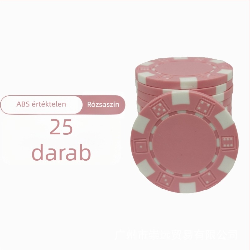 Texas Hold'em üres zsetonok, névérték nélküli, ABS anyagból, 25 darabos készlet