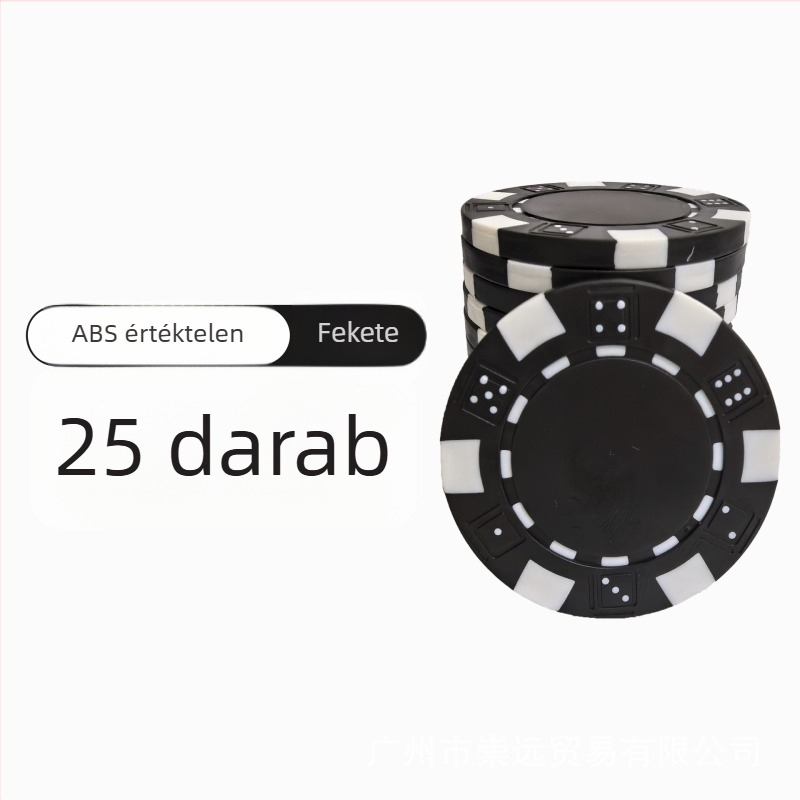 Texas Hold'em üres zsetonok, névérték nélküli, ABS anyagból, 25 darabos készlet