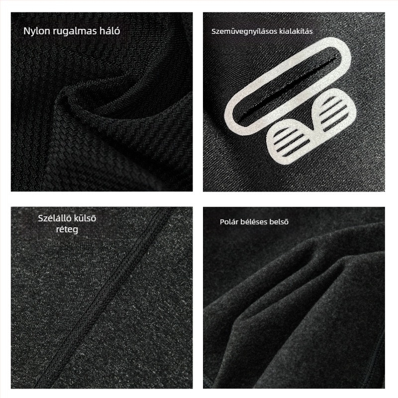 Kerékpáros maszk szélvédő és fleece-béléses nyakmelegítő, poliészter anyag, uniszex