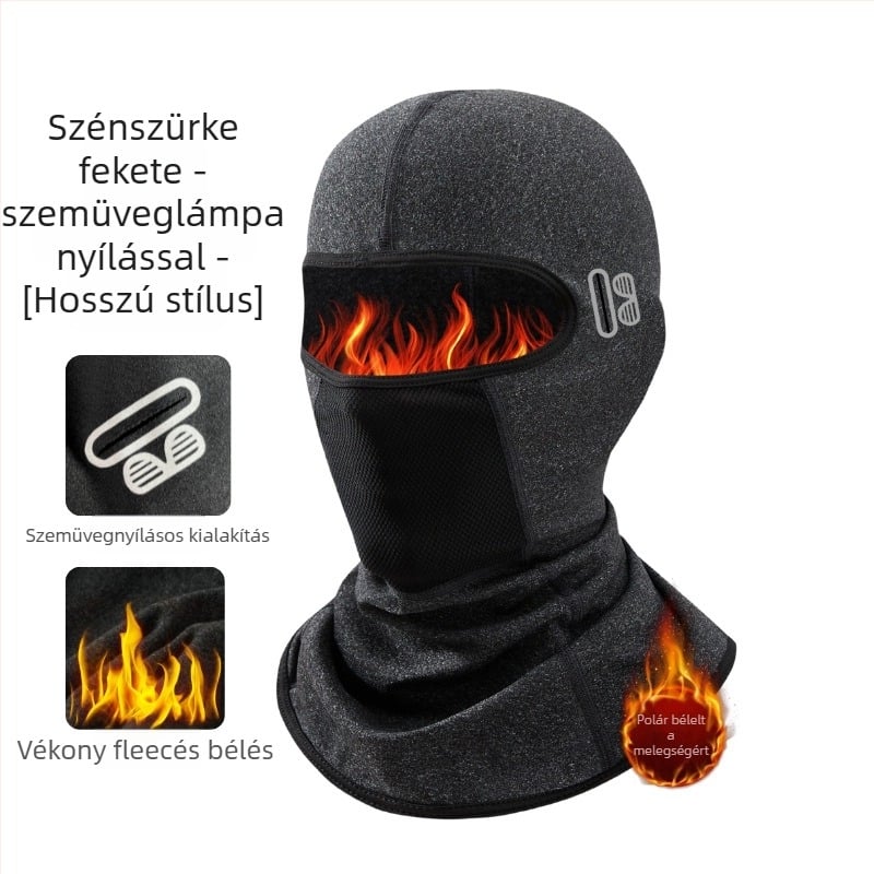 Kerékpáros maszk szélvédő és fleece-béléses nyakmelegítő, poliészter anyag, uniszex