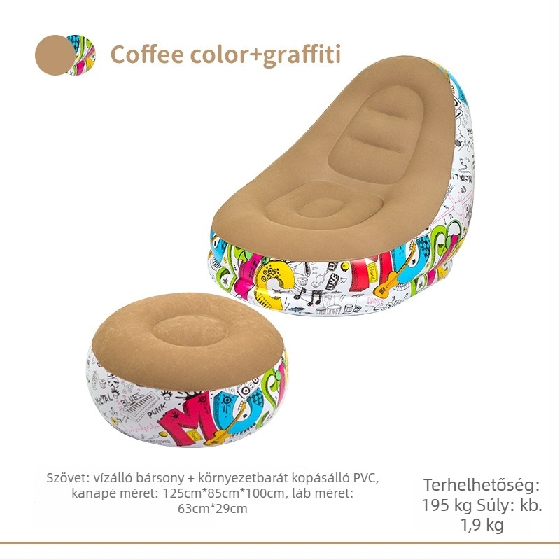 Felfújható kanapé fotel kempingezéshez - hordozható, bolyhos felület, 1.9 kg, teherbírás 195 kg, márka CHANDUG/XANODOGI