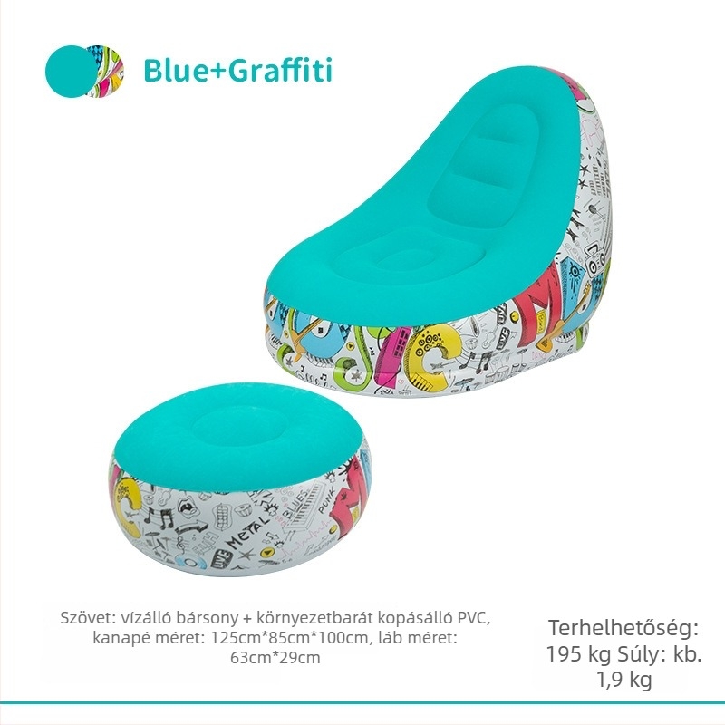 Felfújható kanapé fotel kempingezéshez - hordozható, bolyhos felület, 1.9 kg, teherbírás 195 kg, márka CHANDUG/XANODOGI