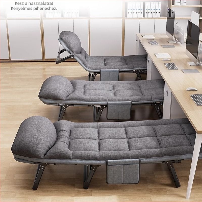 Összecsukható egyszemélyes ágy acélváz és pamut felülettel, irodai és otthoni használatra, hordozható kempingágy