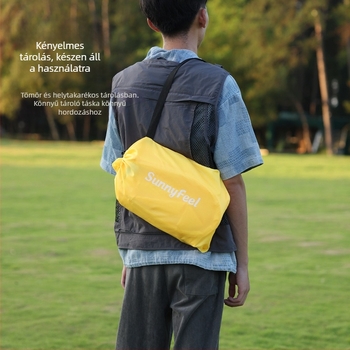 Felfújható kemping kanapéágy kültéri pihenésre, hordozható (Súly: 800 g; Teherbírás: 120 kg; Felület: 210T kockás anyag; Kategória: felfújható ágy)